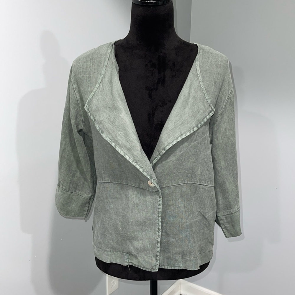 Viola Borghi linen summer jacket size medium made in Italy green